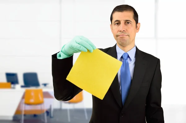 Hombre Que Hace Tareas Domésticas Oficina — Foto de Stock