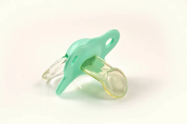 Green Baby Pacifier Isolated White Background — Stock Photo, Image