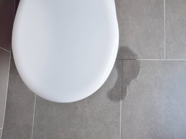 Bir tuvalet borunun tıkanması nedeniyle su kaçağı