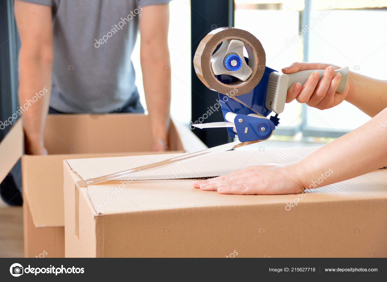 packing boxes and tape