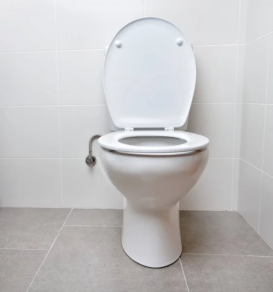 Tigela Vaso Sanitário Branco Banheiro Com Tampa Aberta — Fotografia de Stock
