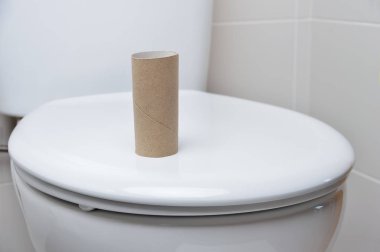 Hela kağıt üstünde bir tuvalet kapak ile kapalı