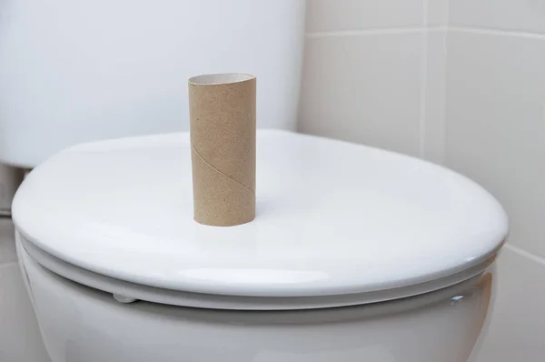 瓶盖关闭的厕所上的卫生纸 — 图库照片