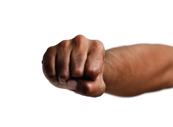 African Man Fist White Isolated Background — Stock Photo, Image