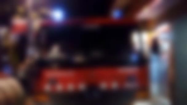 Defocused Video Lights Fire Truck Royalty Free Stock Video