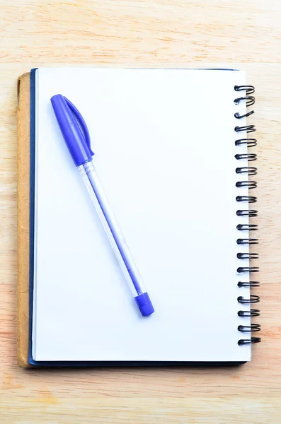 Blank Notepad Pen Office Wooden Table — Stock Photo, Image