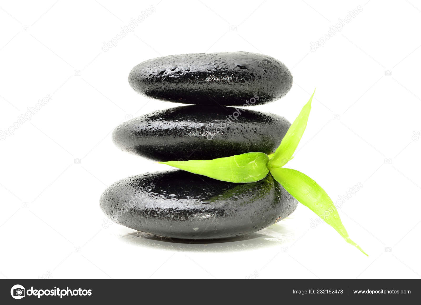 Zen Stone Bamboo Leaf White Background Spa Concept Stock Photo Image By C Shahril