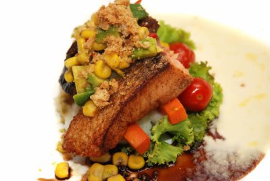 Fish steak with sauce