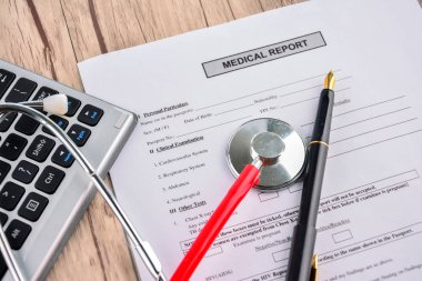 Sağlık raporu ile Shethoscope. Tıbbi ve Healhcare kavramı