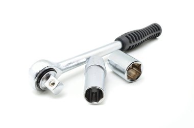 kilit ve değiştirilebilir başkanları için krom lokma anahtar kümesi. Beyaz arka plan üzerinde izole