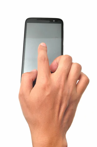 Tela Toque Mão Telefone Inteligente Móvel Moderno — Fotografia de Stock