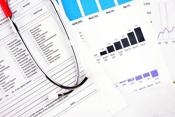 Medical Report with Shethoscope. Medical and Healhcare Concept