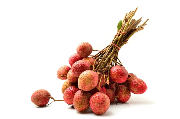 Verse Lychees Geïsoleerd Witte Achtergrond — Stockfoto