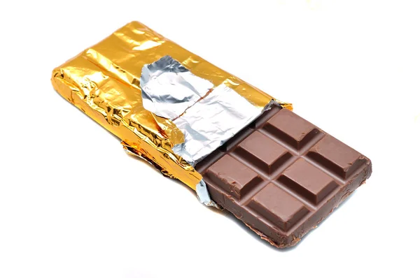 Barritas Chocolate Apilan Sobre Fondo Blanco — Foto de Stock