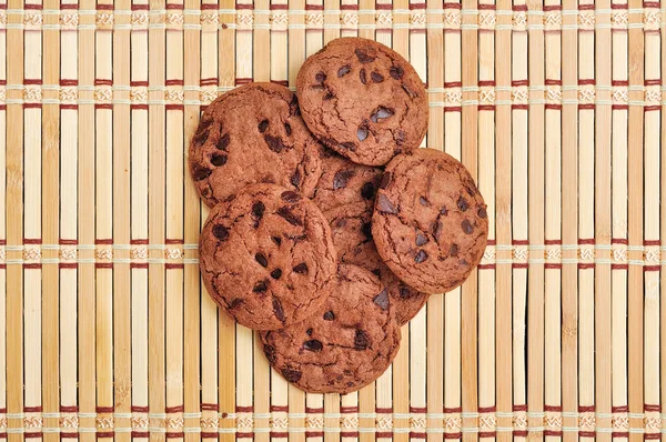 Galleta Chocolate Estera Bambú — Foto de Stock