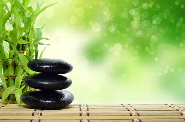 Spa Concept Zen Basalt Stones Bamboo — Stock Photo, Image