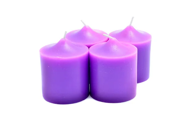 Velas Roxas Isoladas Fundo Branco — Fotografia de Stock