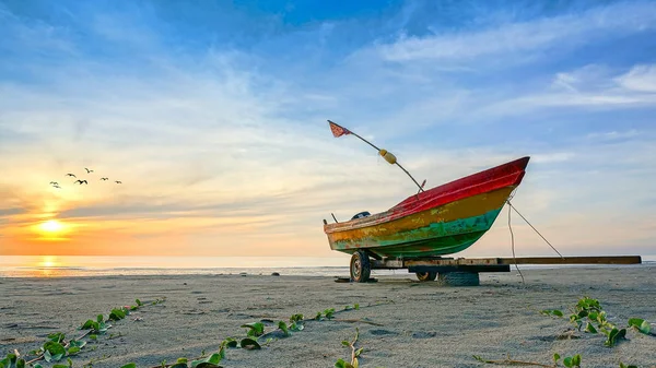 Barca Pesca All Alba — Foto Stock