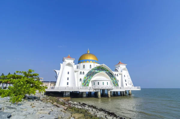 Meczet Cieśniny Malakka Masjid Selat Melaka Malakka Malezja — Zdjęcie stockowe