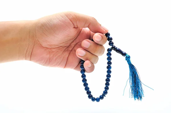 Male Hand Rosary Isolated White Background — Stock Photo, Image