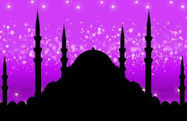 休日の背景にモスクのシルエット — ストック写真