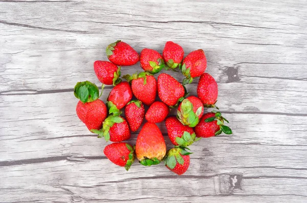 Strawberries Wooden Background — Stock Photo, Image