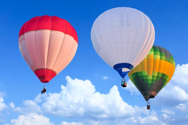 Colorful Hot Air Balloons Flight Blue Sky — Stock Photo, Image