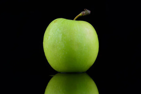 Green Apple Isolated Black Background — Stock Photo, Image