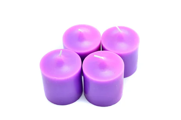 Фиолетовые Свечи Изолированы Белом Фоне — стоковое фото