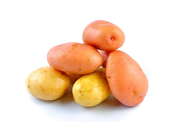 Pink Yello Clean Potato Isolated White Background — Stock Photo, Image