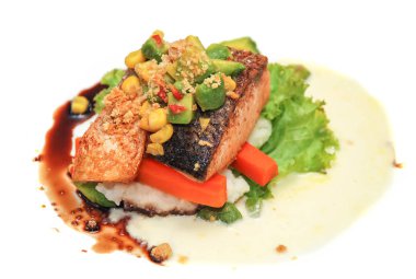 Fish steak with sauce