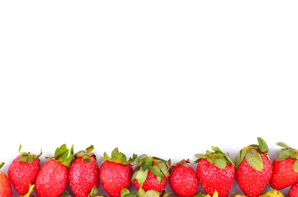 Strawberries Frame Isolated White — Stock Photo, Image