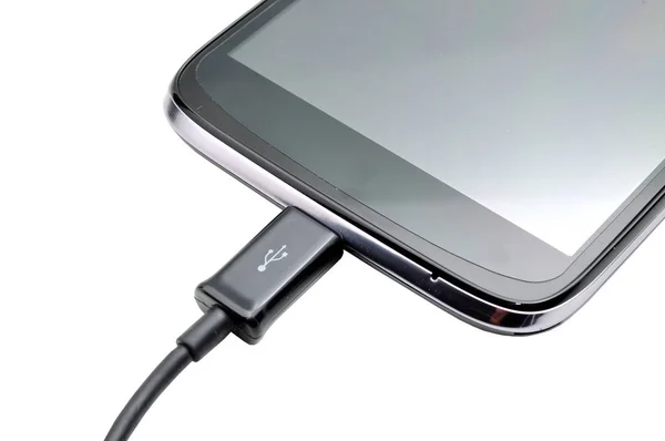Charging Mobile Phone White Background — Stock Photo, Image