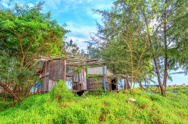 废弃和破坏木结构的房子 — 图库照片