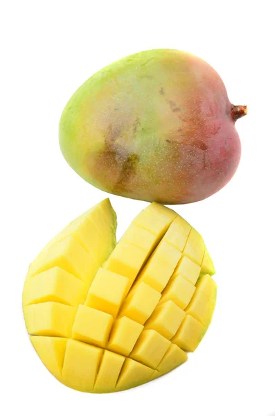 Apple Mango Szakasz Egy Fehér Háttér — Stock Fotó