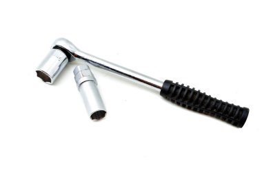 kilit ve değiştirilebilir başkanları için krom lokma anahtar kümesi. Beyaz arka plan üzerinde izole