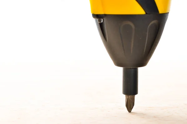 Screw Being Screwed Wood Screwdriver — Stock Photo, Image