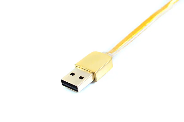 Cabo Usb Premium Gold Alta Velocidade Isolado Fundo Branco — Fotografia de Stock