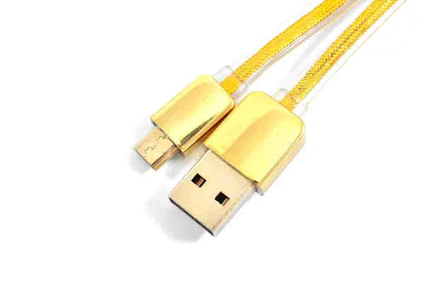 Premium Gold High Speed Usb Cable Isolated White Background — Stock Photo, Image