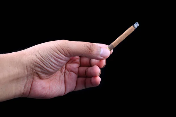 Hand Holding Cigar Black Background — Stock Photo, Image