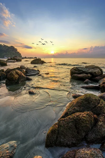 Paisagem Beleza Com Nascer Sol Sobre Mar — Fotografia de Stock