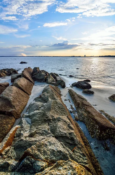 Zachód Słońca Moment Pobliżu Plaży — Zdjęcie stockowe