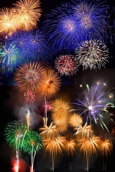 Färgglada Fyrverkerier Fireworks Klass Pyrotekniska Spränganordningar Används För Estetiska Och — Stockfoto