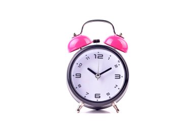 Alarm saati beyaz arkaplanda izole edildi