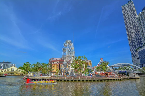 Malacca Malaysia Jan 2016 Cruise Tour Boat Sails Malacca River — Stock Photo, Image