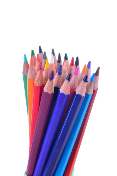 Kolorowe Ołówki Izolowane Białym Tle Zbliżenie — Zdjęcie stockowe
