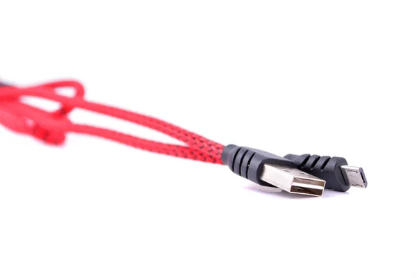 Usb Cable Carga Móvil Aislado Sobre Fondo Blanco — Foto de Stock