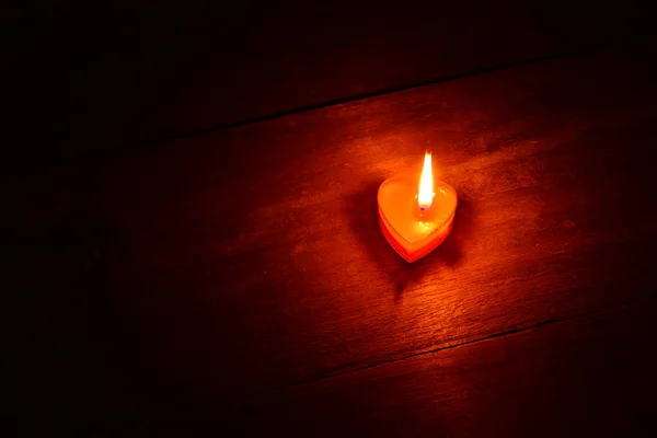 Candle Shape Heart Table Night — Stock Photo, Image