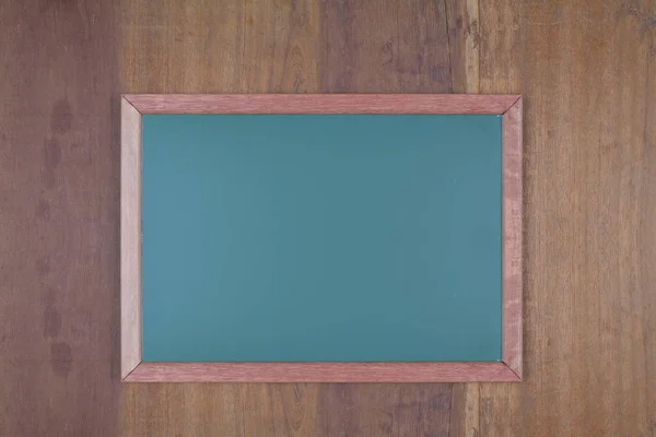 Chalkboard Verde Fundo Madeira — Fotografia de Stock