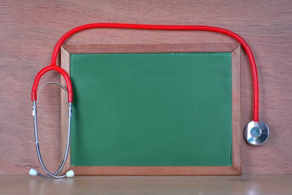 Blank Chalkboard Stethoscope Health Background Concepts — Stock Photo, Image